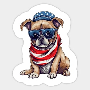 Patriotic Dog, 4th of July Design Sticker